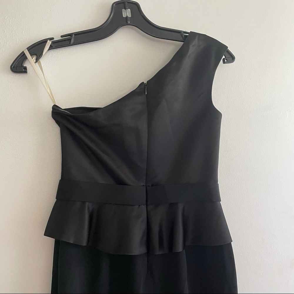 Marchesa Notte Silk Black Ruffle One Shoulder Dress size 4 - Picture 8 of 12
